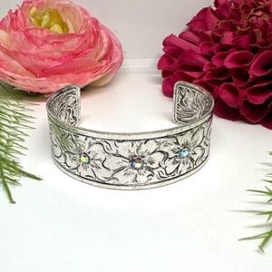 2 Left!⚜️Embossed Cuff Bracelet With Cherry Blossoms